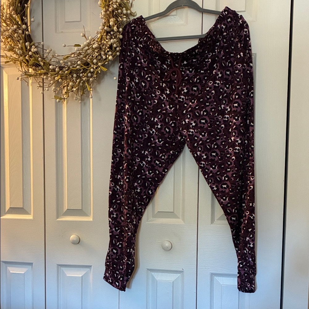 Leopard Print Joggers - Purple - Size 1x